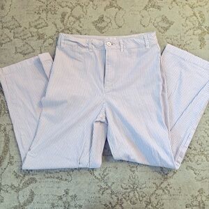 Old Navy Wide Leg White Pants with Navy Stripes